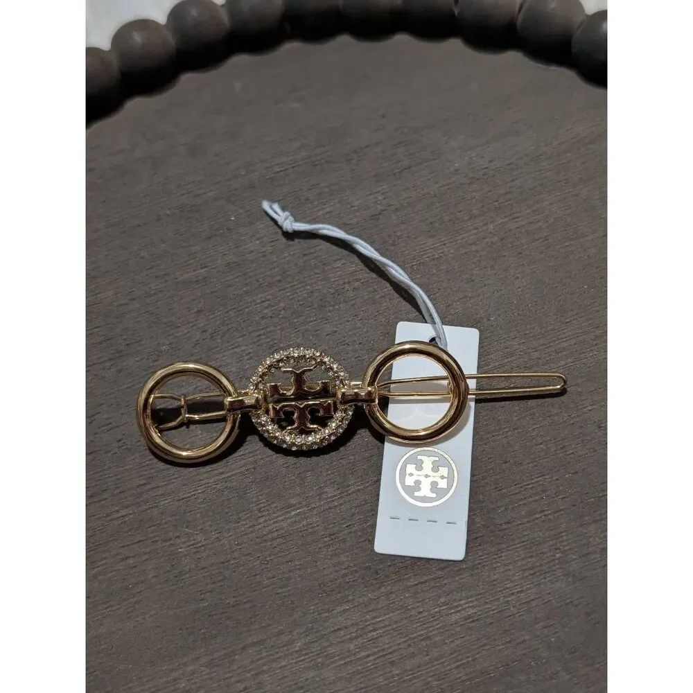 TORY BURCH Miller Pave Gold Circular Hair Barrette